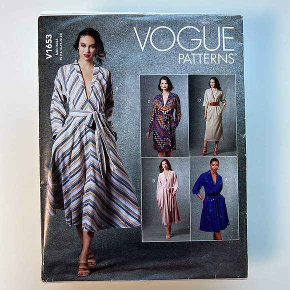 VOGUE PATTERNS V1563 Sewing Pattern size ES 14 16 18 20 and 22 Faux wrap dress - Picture 9 of 9